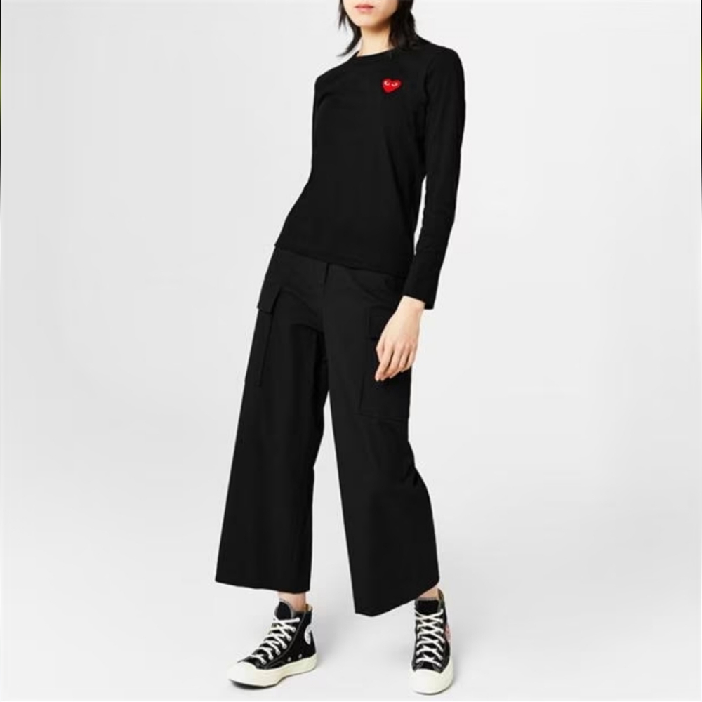 Comme des Garcons PLAY Black Long Sleeve Tee with Red Heart